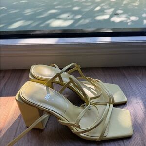 Zara Lemon Strappy Block Heels